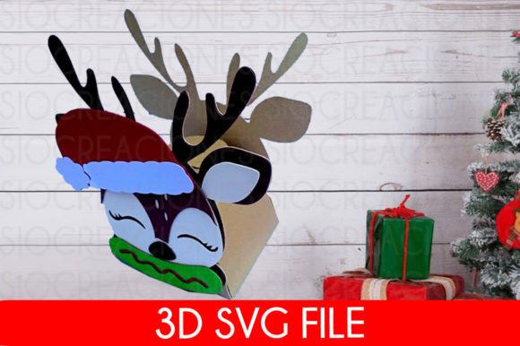 3D SVG Reindeer Box for Christmas Content