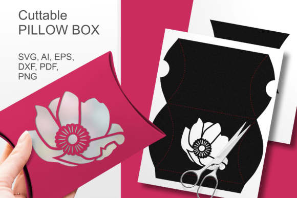 Anemone Flower Pillow Box: 3D SVG Gift Boxes