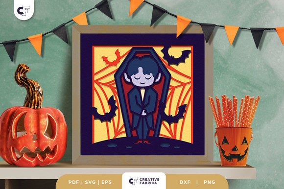 Cute Vampire and Bats Shadow Box 3D SVG Review