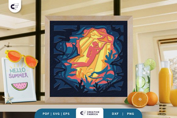 Diving Shadow Box 3D SVG for Seasons