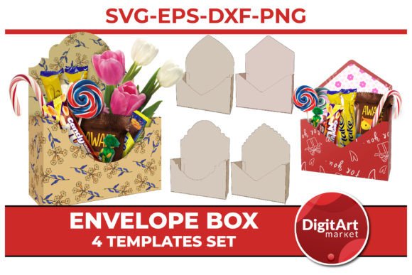 Envelope Flower Box Template: 3D SVG Gift Boxes