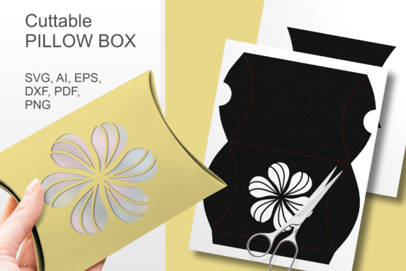 Flower Shape Holes Pillow Box 3D SVG for Gift Boxes