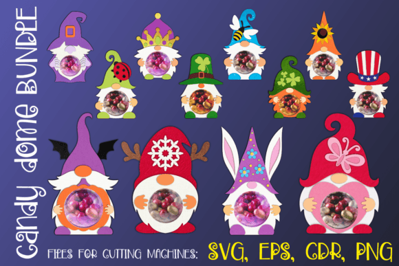 Gnome Bundle Candy Dome Templates: 3D SVG Shapes