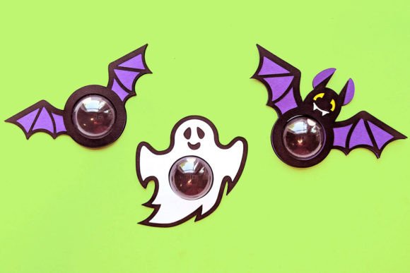 Halloween Ghost and Bat Candy Dome 3D SVG