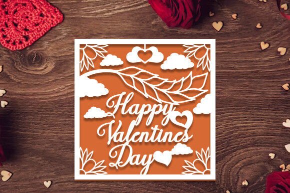 Paper Cut Valentine Card Svg: 3D SVG for Shadow Boxes