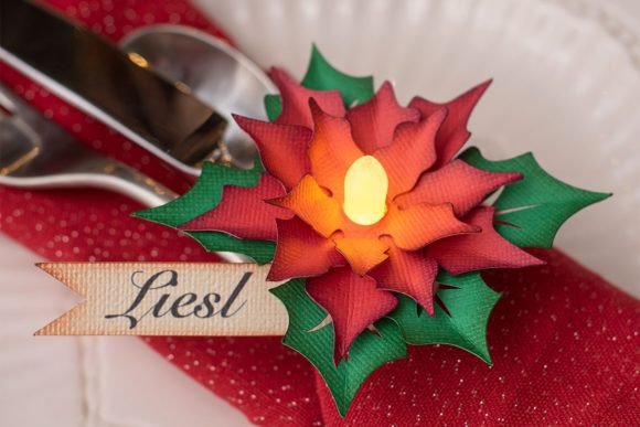 Poinsettia Tea Light 3D SVG for Christmas Branding