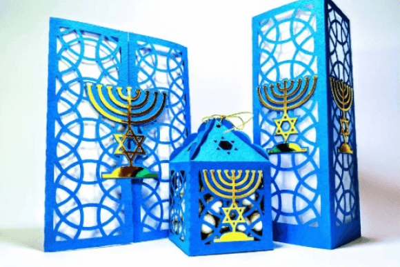 Set Menorah: 3D SVG for Jewish Celebrations