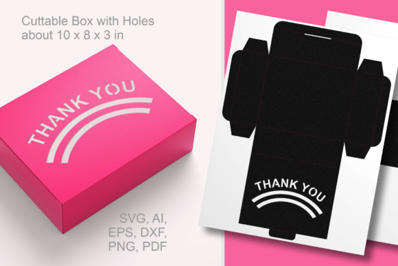 Thank You N Stripes Rectangular Gift Box 3D SVG