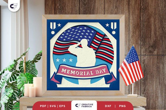 US Memorial Day Shadow Box Paper Cut: 3D SVG Review