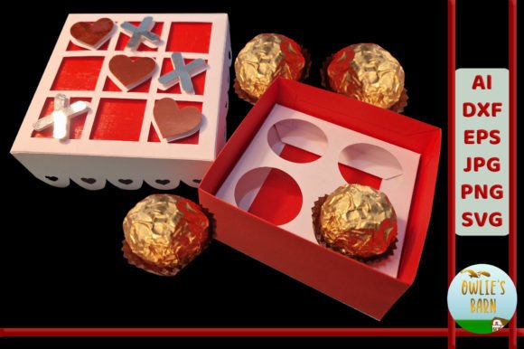 Valentines TicTacToe Chocolate Box 3D SVG Shapes
