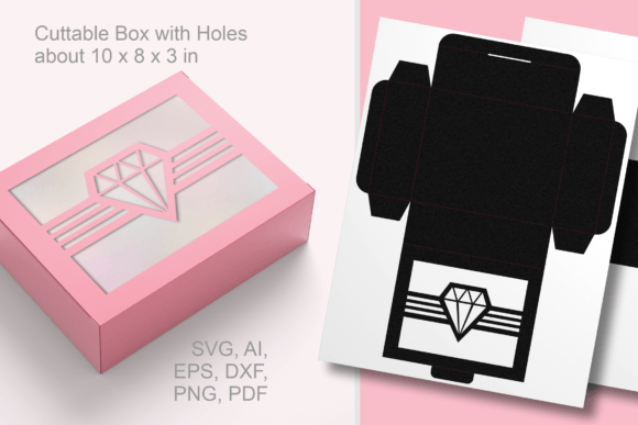 Window with Diamond N Stripes Favor Box: 3D SVG Shapes